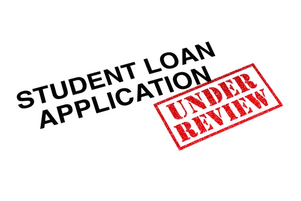 Student Loan Application Heading Stamped Red Review Rubber Stamp — Stock Photo, Image