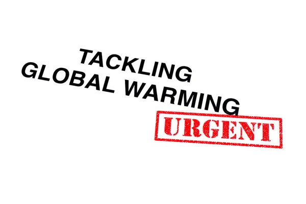 Tackling Global Warming Heading Stamped Red Urgent Rubber Stamp — Stock Photo, Image