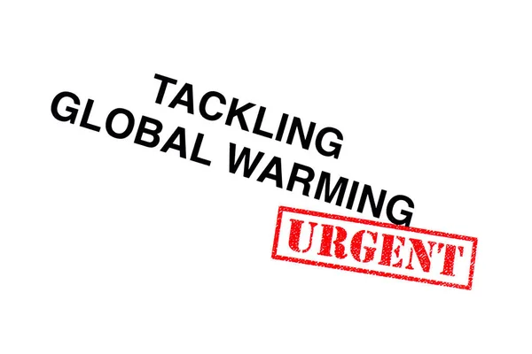 Tackling Global Warming Heading Stamped Red Urgent Rubber Stamp — Stock Photo, Image