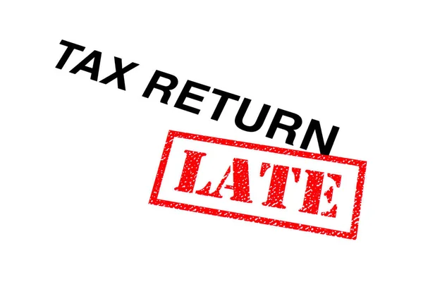 Tax Return Heading Stamped Red Late Rubber Stamp — Stock Photo, Image