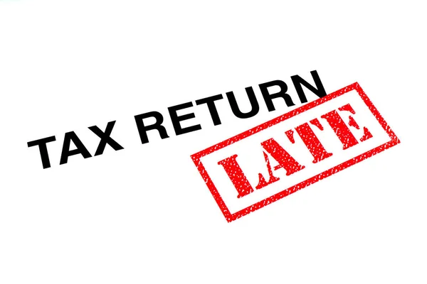 Tax Return Heading Stamped Red Late Rubber Stamp — Stock Photo, Image