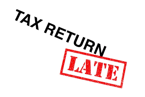 Tax Return Heading Stamped Red Late Rubber Stamp — Stock Photo, Image