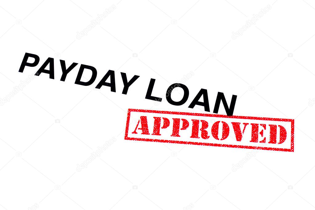 Payday Loan heading stamped with a red APPROVED rubber stamp. 