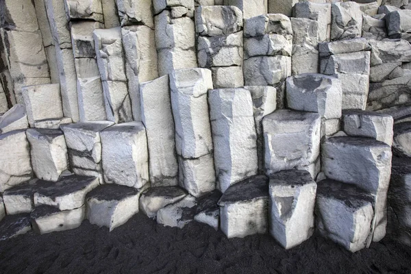 Gros Plan Des Piles Colonnes Basalte Sur Plage Reynisfjara Sur — Photo