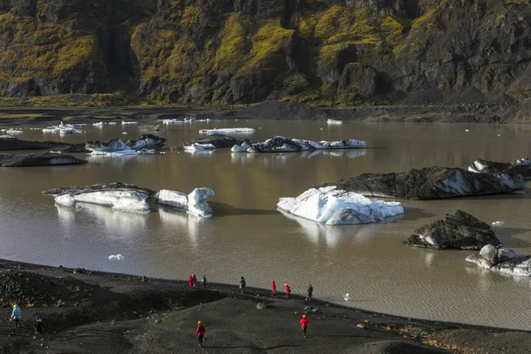 Uma Vista Glaciar Solheimajokull Sul Islândia Está Derreter Rapidamente Devido — Fotografia de Stock