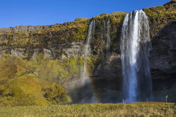 Magnífica Cachoeira Seljalandsfoss Sul Islândia Cachoeira Cai Metros Faz Parte — Fotografia de Stock