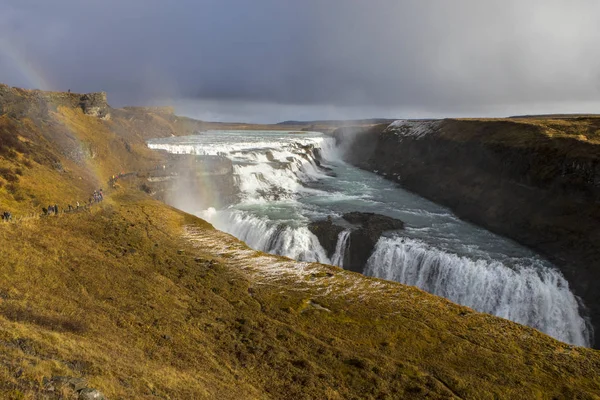 Muhteşem Gullfoss Şelale Zlanda Daki Hvita Nehri Nin Kanyonda Bulunan — Stok fotoğraf