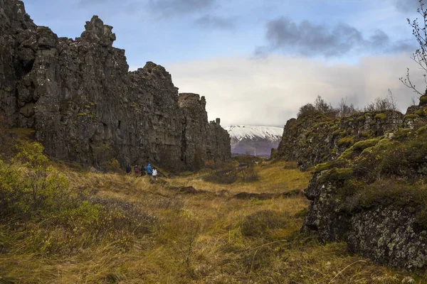 Blick Zwischen Der Nordamerikanischen Und Eurasischen Platte Historischen Thingvellir Nationalpark — Stockfoto