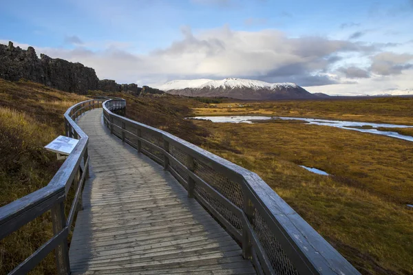 Ein Spazierweg Historischen Thingvellir Nationalpark Island — Stockfoto