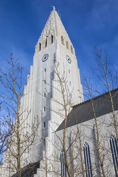 View Magnificent Reykjavik Cathedral Also Known Hallgrimskirkja Lutheran Church City — Stock Photo, Image