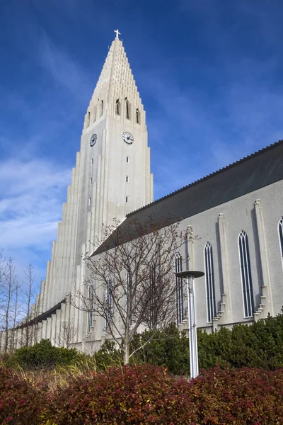 Uma Vista Magnífica Catedral Reykjavik Também Conhecida Como Igreja Luterana — Fotografia de Stock