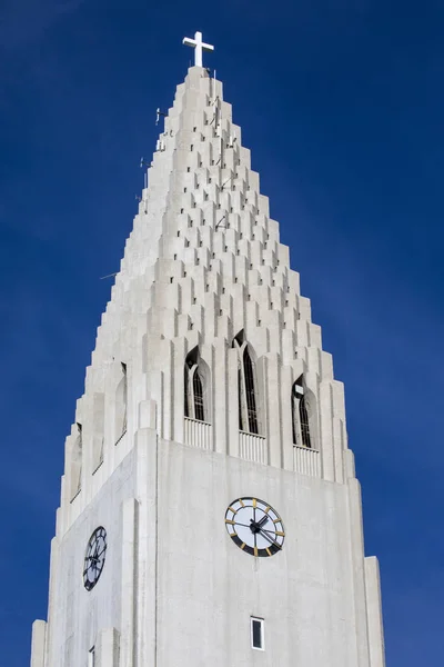 Uma Vista Magnífica Catedral Reykjavik Também Conhecida Como Igreja Luterana — Fotografia de Stock