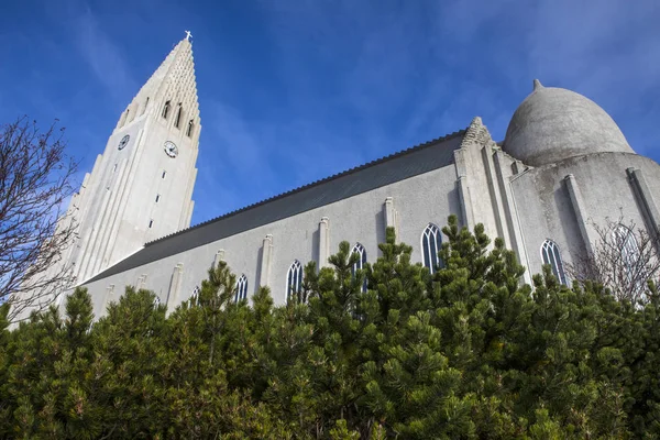 Uma Vista Magnífica Catedral Reykjavik Também Conhecida Como Igreja Luterana — Fotografia de Stock