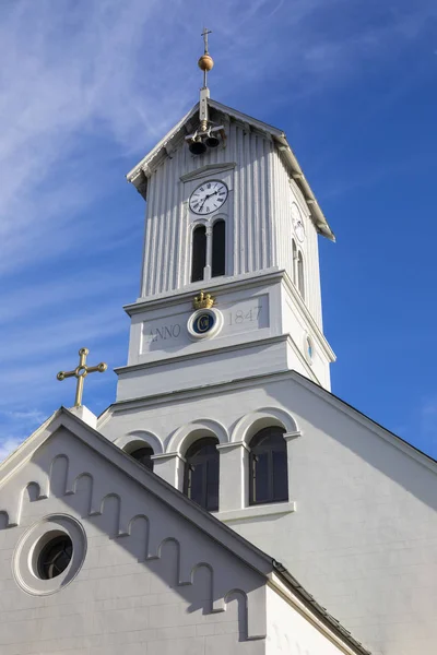 Uma Vista Bela Igreja Domkirkjan Cidade Reykjavik Islândia — Fotografia de Stock