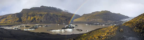 Een Panorama Van Solheimajokull Gletsjer Het Zuiden Van Ijsland Het — Stockfoto