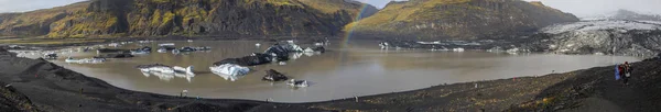 Zuiden Van Ijsland Oktober 2018 Een Panorama Van Solheimajokull Gletsjer — Stockfoto