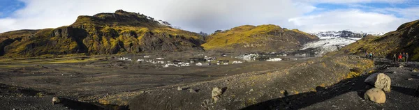 Zuiden Van Ijsland Oktober 2018 Een Panorama Van Solheimajokull Gletsjer — Stockfoto