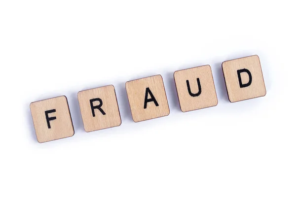 Word Fraud Spelt Wooden Tile Letters — Stock Photo, Image