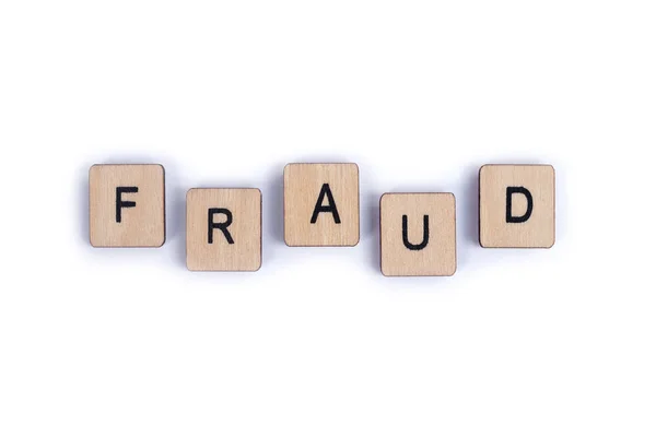 Word Fraud Spelt Wooden Tile Letters — Stock Photo, Image