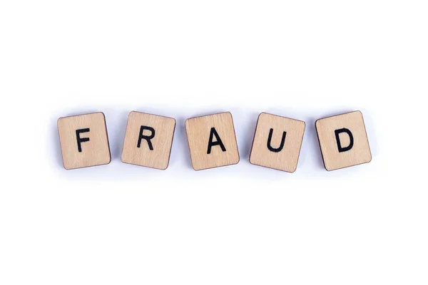 Word Fraud Spelt Wooden Tile Letters — Stock Photo, Image