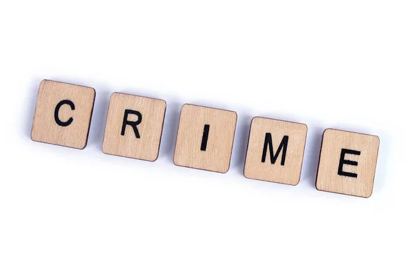 Word Crime Spelt Wooden Letter Tiles — Stock Photo, Image
