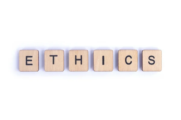 Word Ethics Spelt Wooden Letter Tiles — Stock Photo, Image