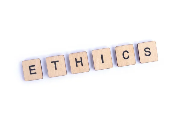 Word Ethics Spelt Wooden Letter Tiles — Stock Photo, Image