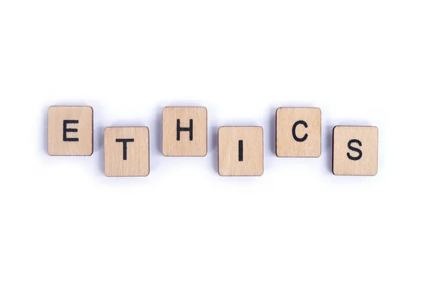 Word Ethics Spelt Wooden Letter Tiles — Stock Photo, Image