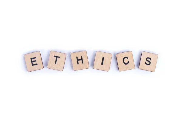 Word Ethics Spelt Wooden Letter Tiles — Stock Photo, Image