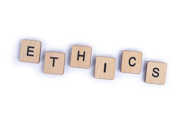 Word Ethics Spelt Wooden Letter Tiles — Stock Photo, Image