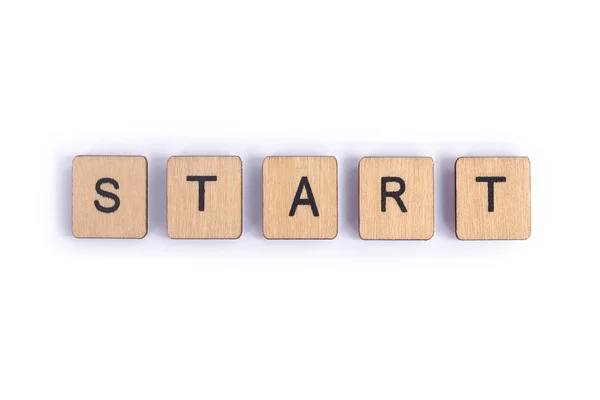 Word Start Spelt Wooden Letter Tiles — Stock Photo, Image