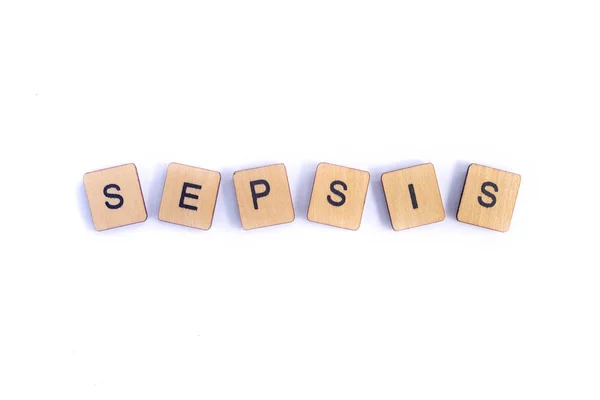 Das Wort Sepsis Mit Hölzernen Buchstabenkacheln Geschrieben — Stockfoto