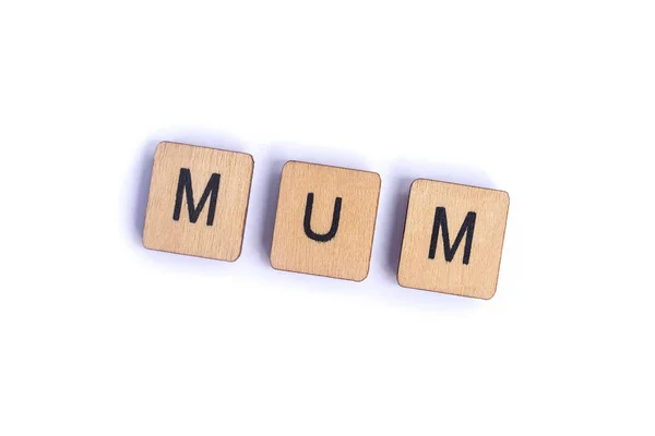 Word Mum Spelt Wooden Letter Tiles — Stock Photo, Image