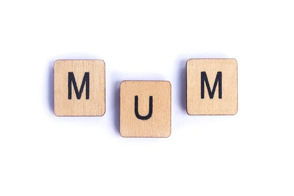 Word Mum Spelt Wooden Letter Tiles — Stock Photo, Image