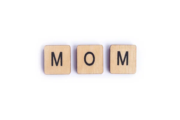 Word Mom Spelt Wooden Letter Tiles — Stock Photo, Image