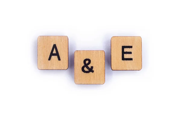 Abbreviation Accident Emergency Spelt Wooden Letter Tiles — Stock Photo, Image