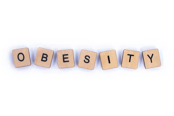 Word Obesity Spelt Wooden Letter Tiles — Stock Photo, Image