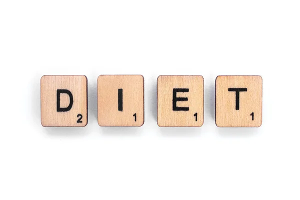London Großbritannien Juli 2018 Das Wort Diät Geschrieben Mit Buchstabenkacheln — Stockfoto