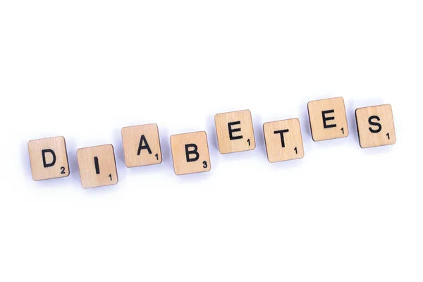 London July 8Th 2018 Word Diabetes Spelt Wooden Letter Tiles — Stock Photo, Image