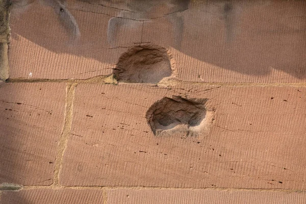 Gros Plan Sur Les Dégâts Causés Par Les Éclats Obus — Photo