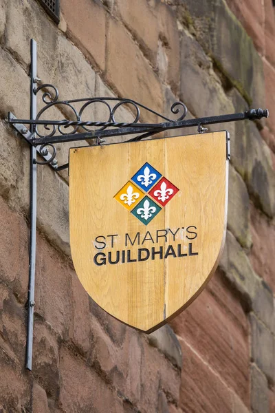 Coventry Royaume Uni Juillet 2018 Panneau Dessus Entrée Historique Guildhall — Photo