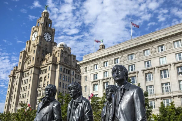 Liverpool Reino Unido Julio 2018 Estatua Beatles John Ringo George —  Fotos de Stock