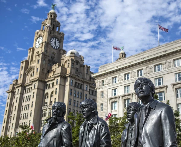 Liverpool Reino Unido Julio 2018 Estatua Beatles John Ringo George — Foto de Stock