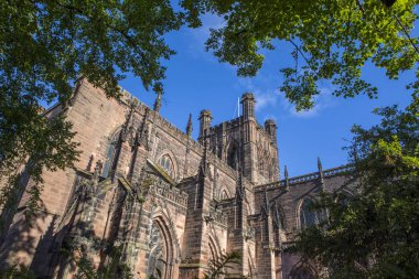 Muhteşem Chester Katedrali tarihi şehir Chester, Cheshire, İngiltere. 