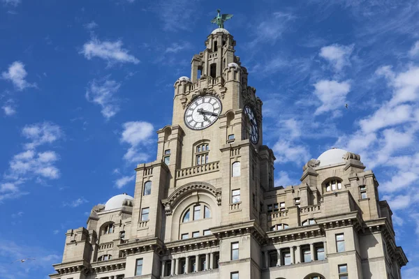 Una Vista Dello Storico Royal Liver Building Nella Città Liverpool — Foto Stock