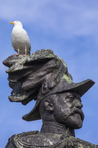 리버풀 영국의 도시에 머리에 위치한 에드워드 동상에 Seagul — 스톡 사진