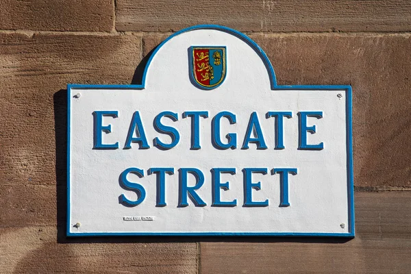 Chester Verenigd Koninkrijk Juli 2018 Een Straat Teken Voor Eastgate — Stockfoto