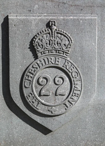 Chester July 31St 2018 Badge 22Nd Cheshire Regiment War Memorial — Stock Photo, Image