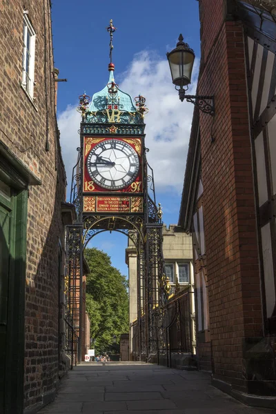 Famoso Reloj Eastgate Visto Desde Las Históricas Murallas Ciudad Chester — Foto de Stock