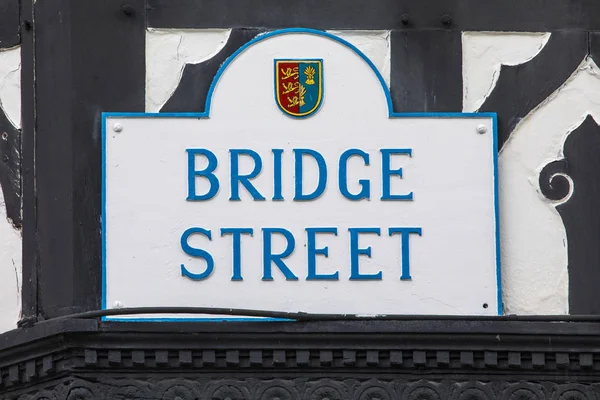 Cartello Stradale Bridge Street Nella Storica Città Chester Nel Regno — Foto Stock